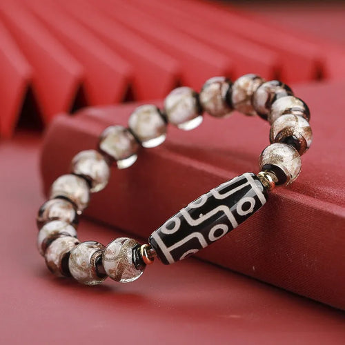 Ancient Chinese style coloured glaze bracelet with snake motif and multi-colour beads