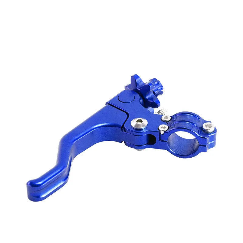 Aluminium two-finger motorcycle clutch lever shown in multiple colour options