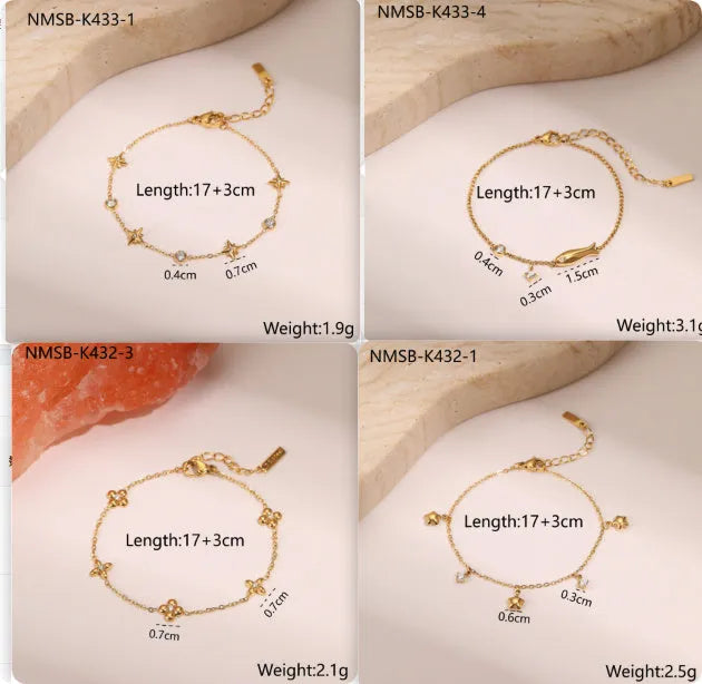 Ins Titanium Steel women's bracelet with 18K gold plating and geometric star zircon pendant