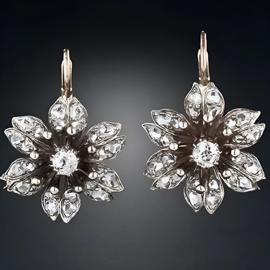 Women's retro fashion earrings in electroplated silver alloy with creative design elements