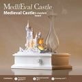 White medieval castle aromatherapy machine with ambient light and USB charging cable