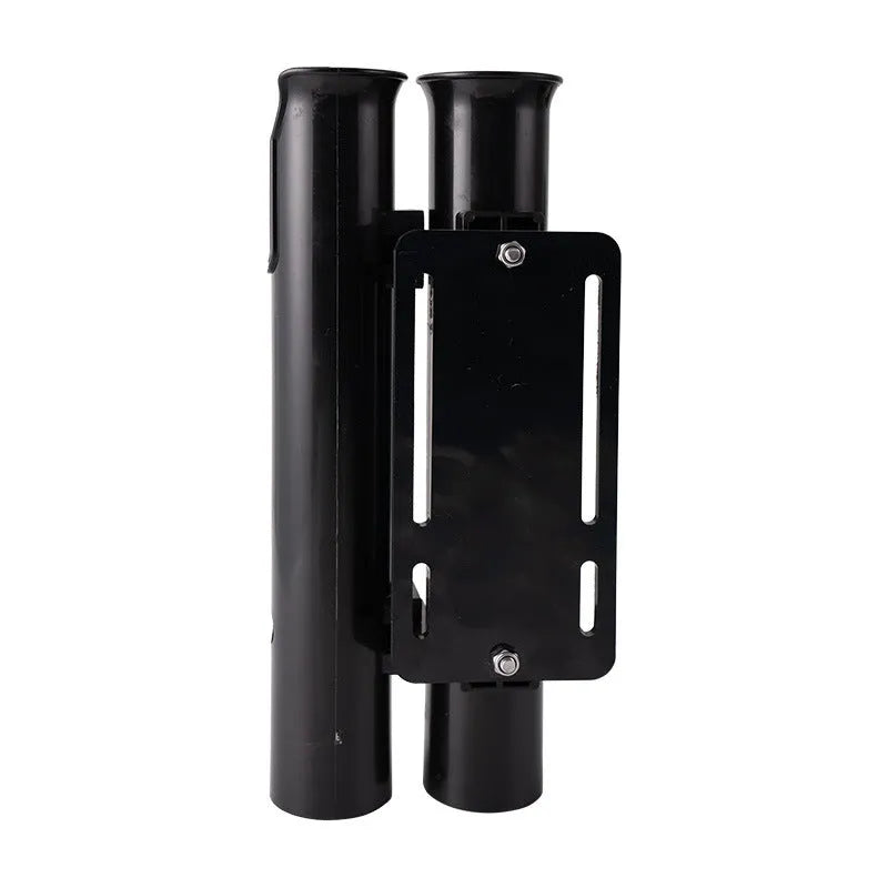 Plastic fishing rod rack with pipe clamp for motorcycle and bicycle mounting