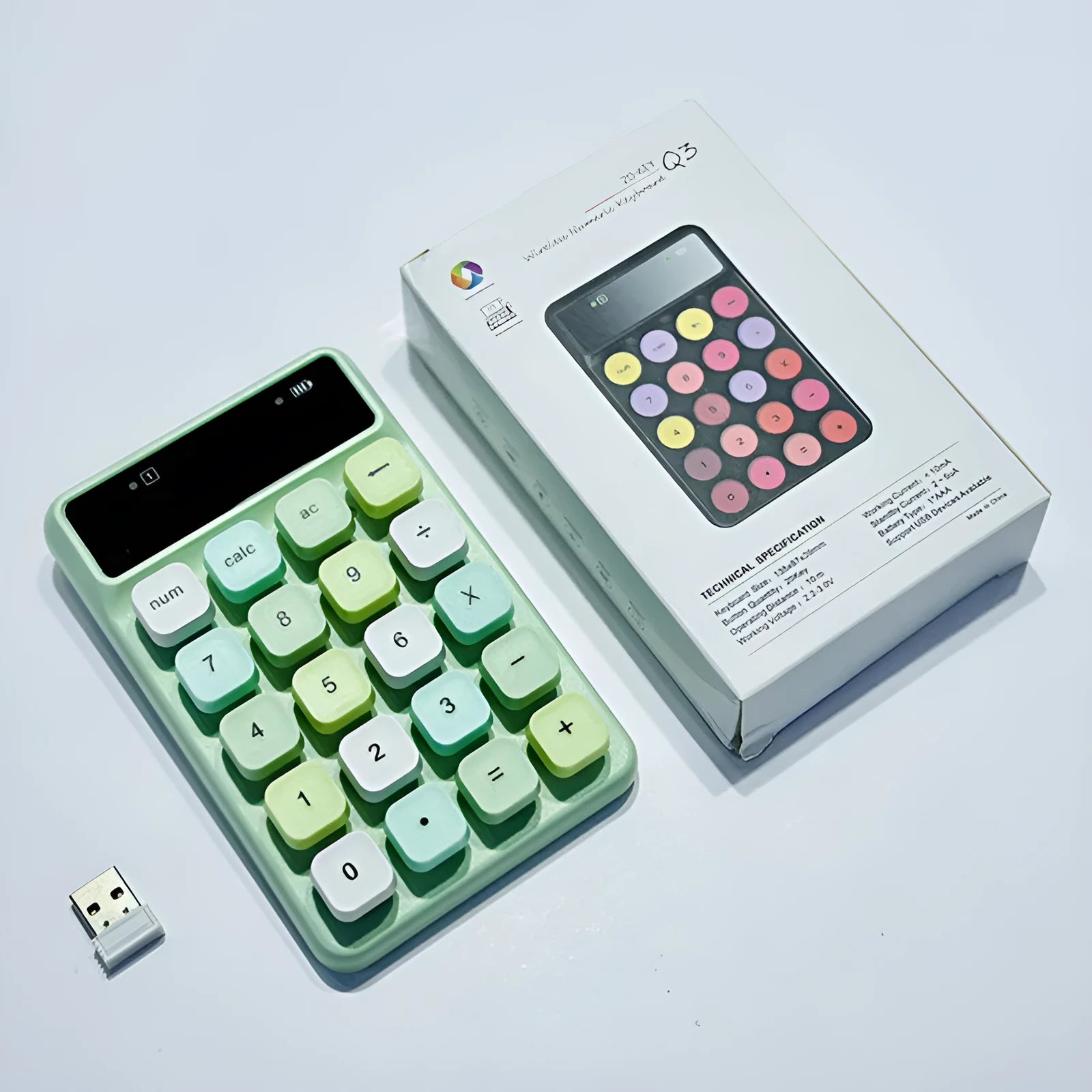 Mini portable wireless digital keyboard in macaron colours with ABS construction