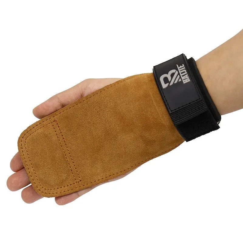 Brown fitness wrist protectors pair for pull-ups and push-ups