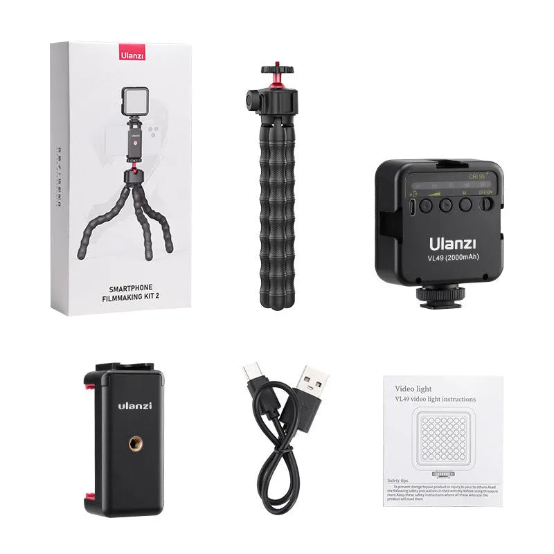 Aluminium photography video vlog tripod kit with adjustable legs in matte black finish