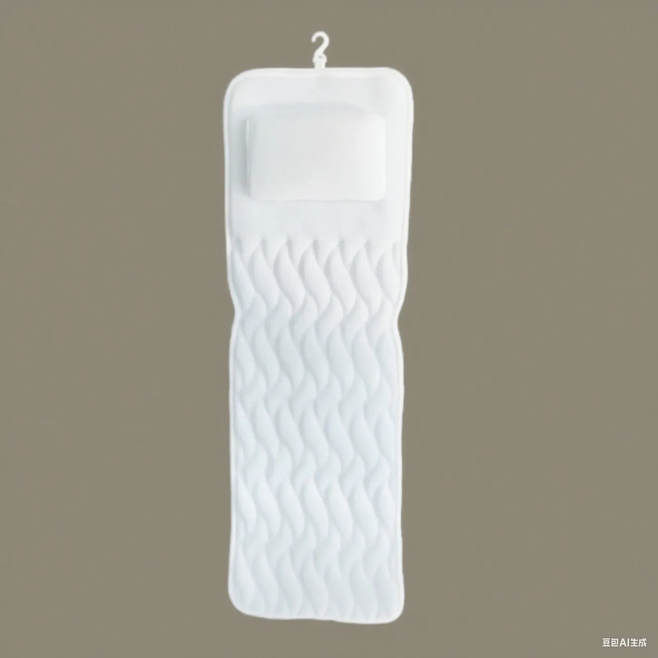 White bathtub pillow with 7 suction cups and breathable 4D mesh material