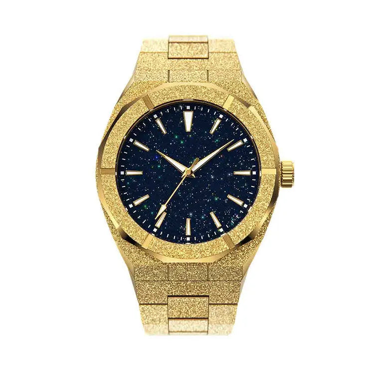 Stainless steel men's waterproof watch with 42mm dial and mineral glass