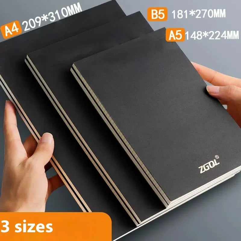 A5, B5, and A4 writing pads with tearable pages in blank, grid, and lined rulings