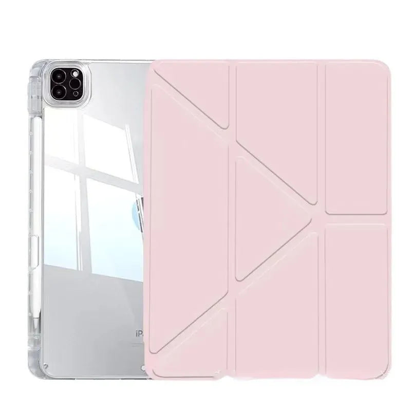 Transparent acrylic tablet protective cover with magnetic bracket for iPad models