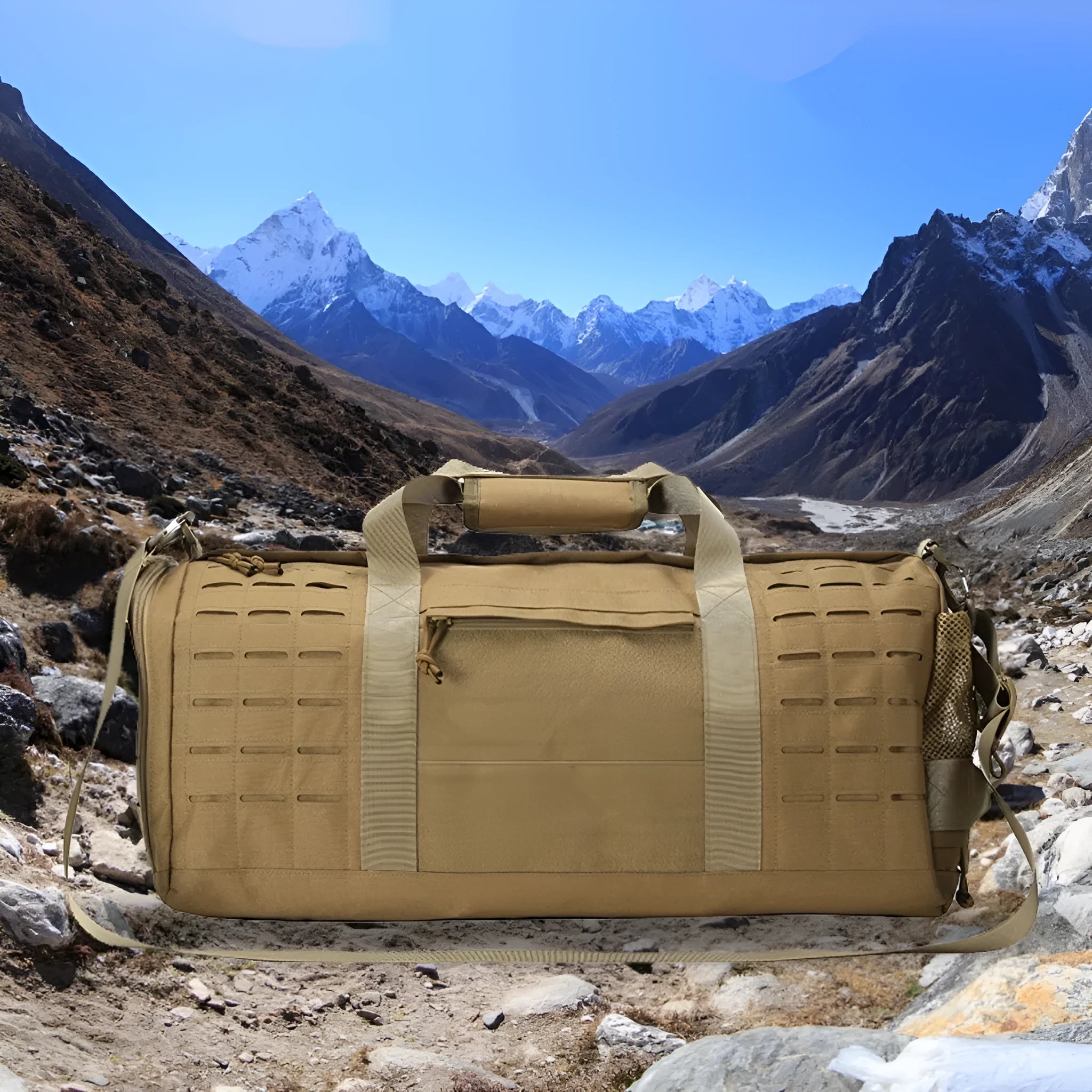 Men's waterproof Oxford cloth sports handbag with air pillow shoulder strap in khaki colour