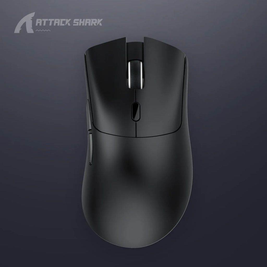 Attack Shark wireless gaming mouse in black, white or red with three connection modes