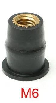 Motorcycle windshield rubber expansion nuts with brass inserts in M4 M5 M6 thread sizes