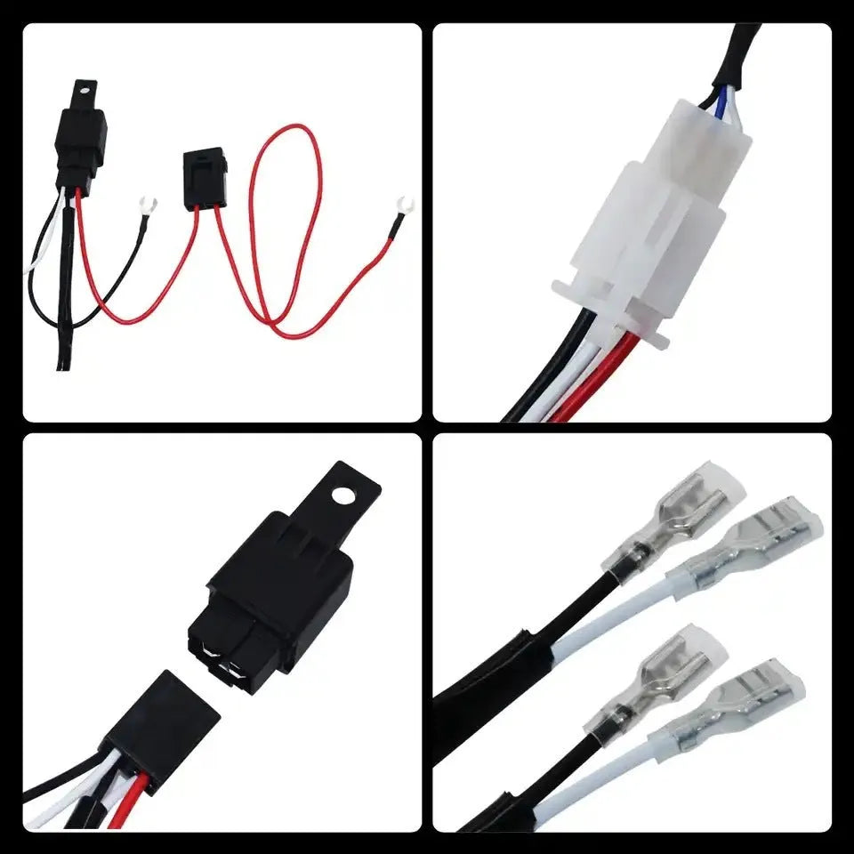 One drag two 2 m LED roof spotlight wiring harness with silicone insulation for automotive work lights
