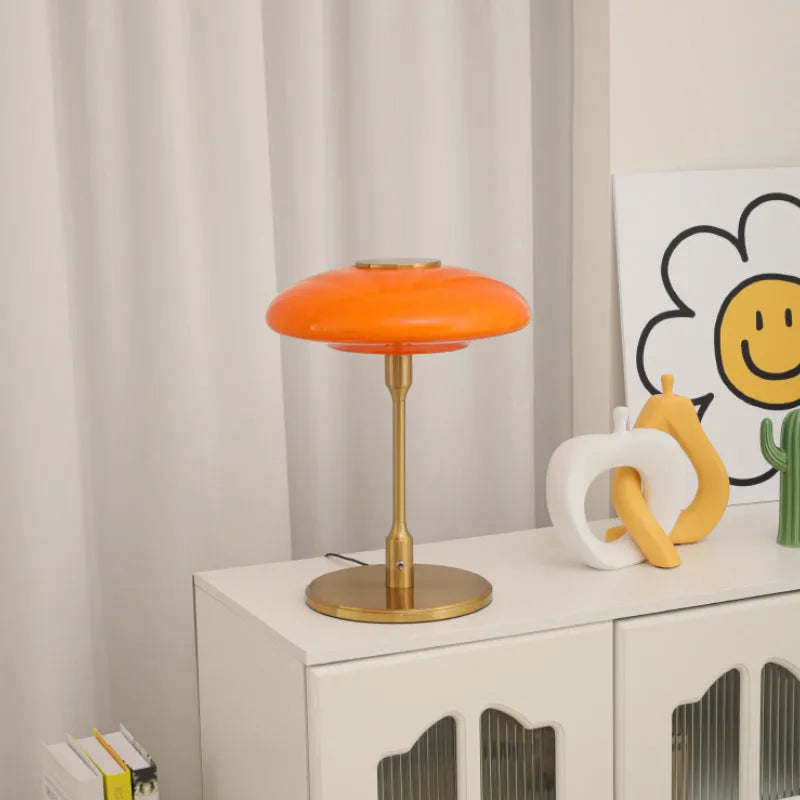 Vintage nickel-plated bedside lamp with Korean styling in golden white colour