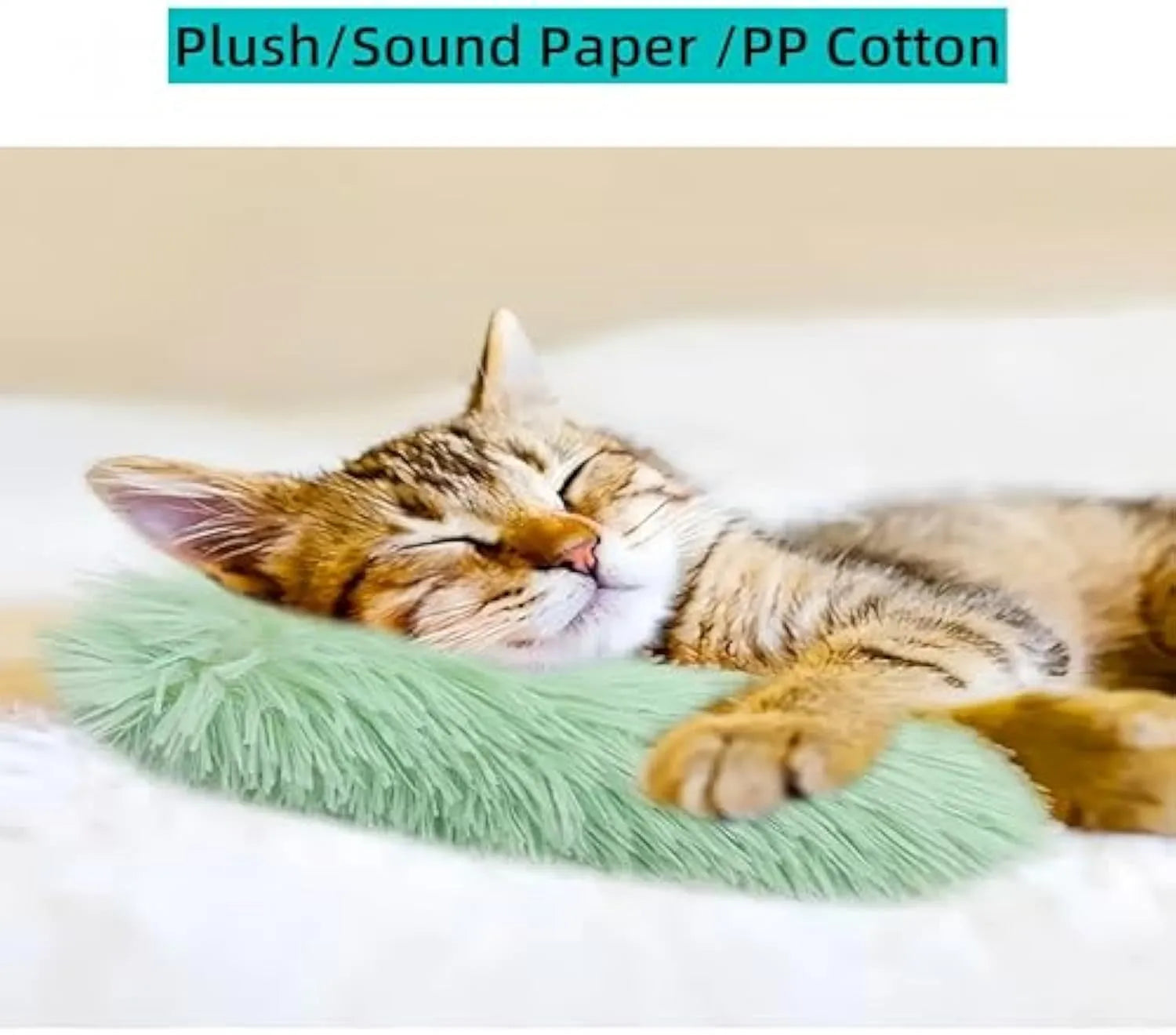 Soft plush interactive cat toy pillow with crinkle sound and natural catnip filling in assorted colours