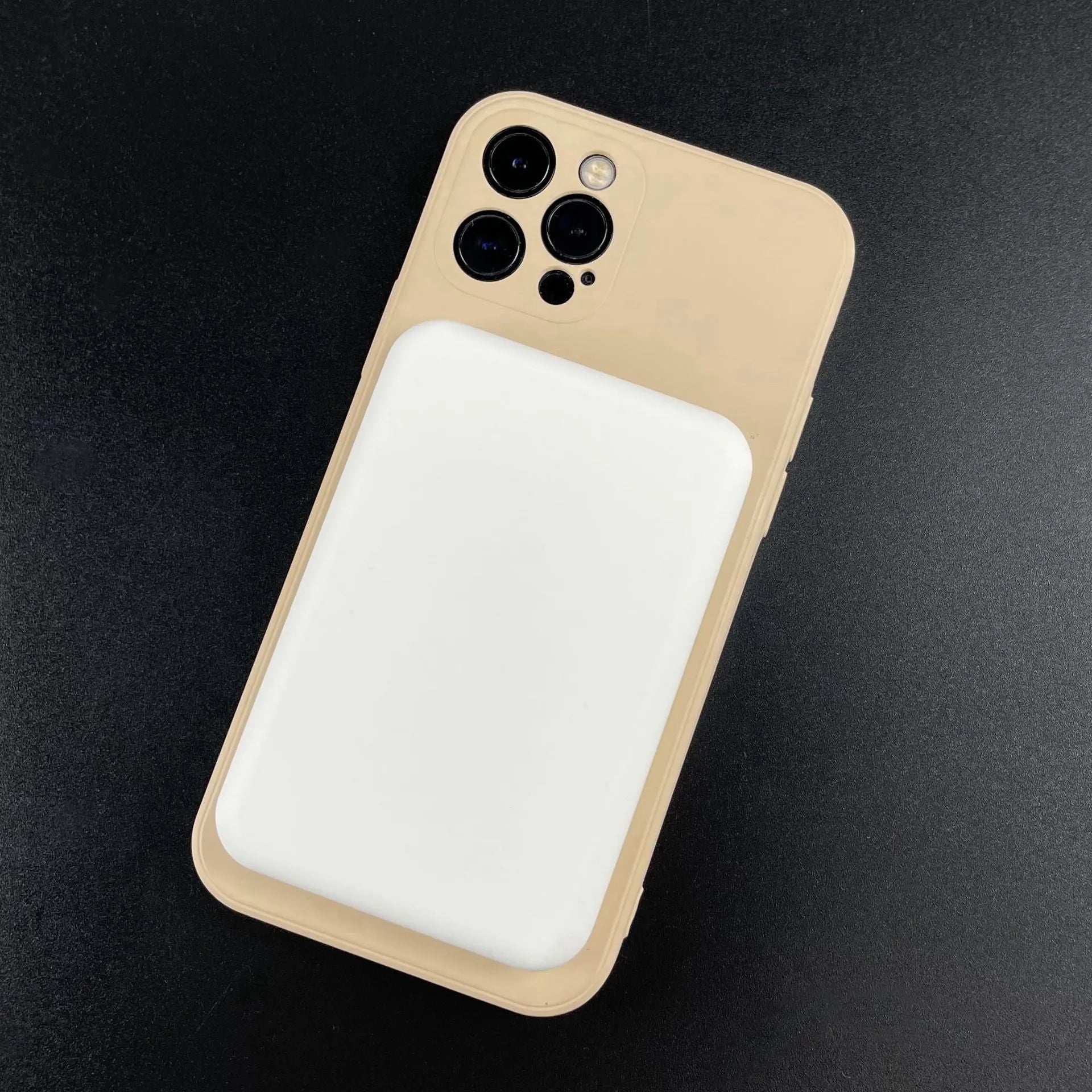 White magnetic wireless charging power bank with 5000mAh capacity measuring 100x65x16mm