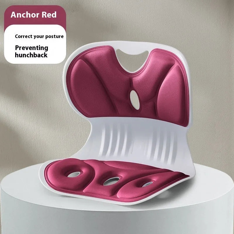 Memory foam chair cushion in ankela red colour showing minimalist solid design for back support