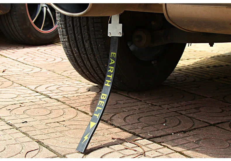Black car electrostatic grounding chain, 370mm long, made of rubber with a copper wire conductor for vehicles.