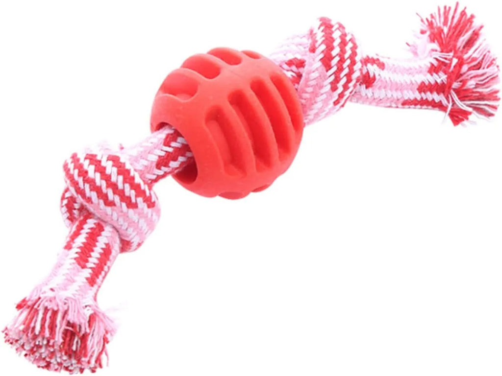Blue dog chew toy with rope and molar cleaning design for dental hygiene