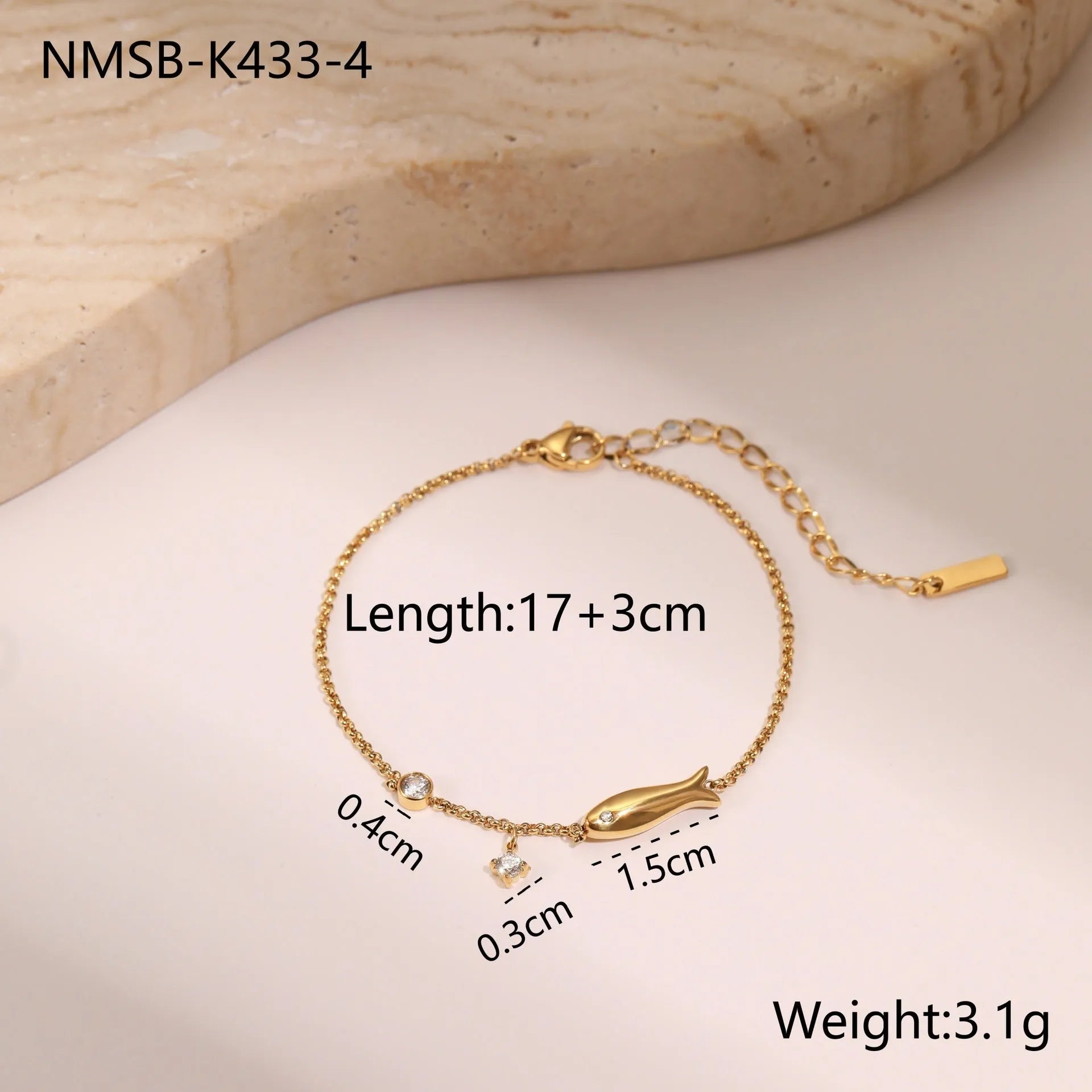 Ins Titanium Steel women's bracelet with 18K gold plating and geometric star zircon pendant