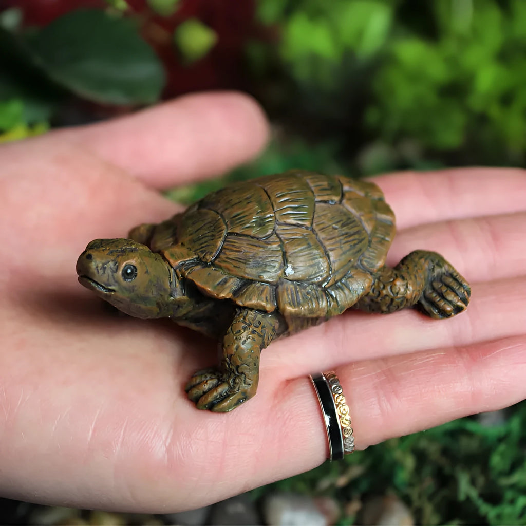 Green resin turtle ornament for micro landscape gardening and terrarium displays