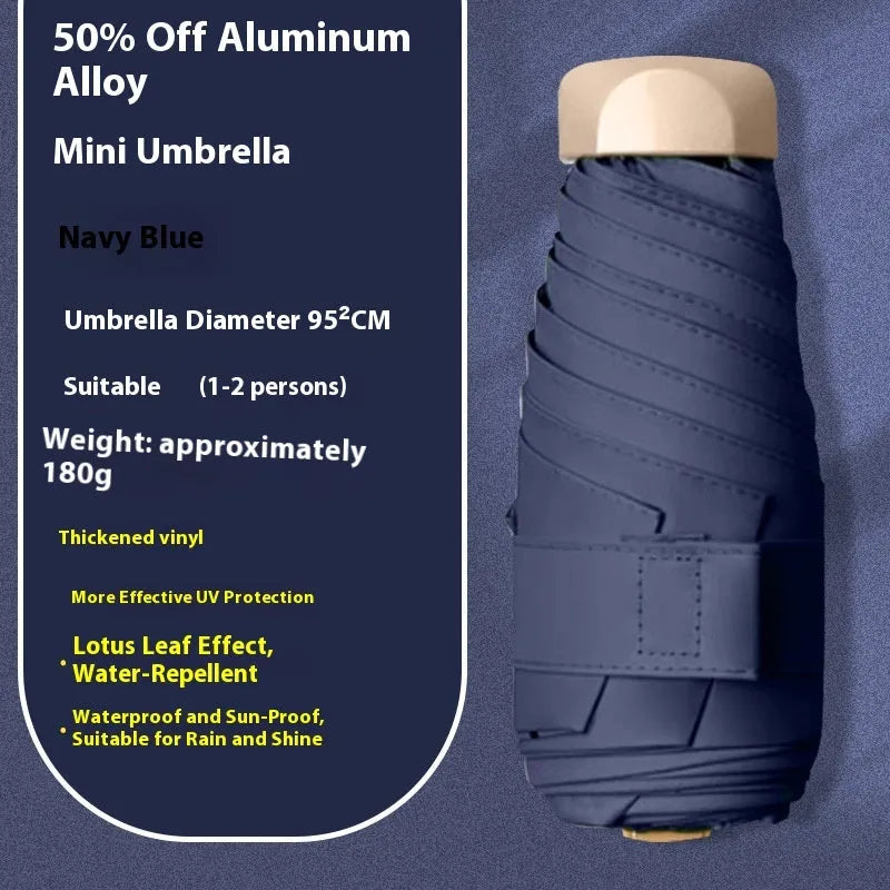 Compact 5-fold gradient vinyl sun umbrella with alloy frame in multiple colour options