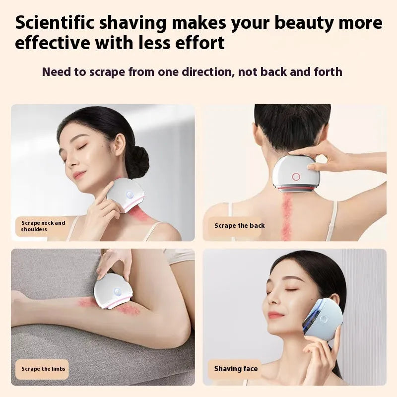 French pattern handheld electric beauty device for scraping and IPL light therapy.