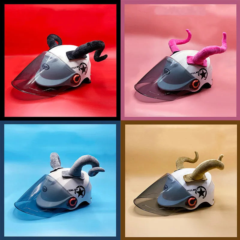 Pair of composite fibre demon bull horn decorations for motorcycle helmets in four colour options