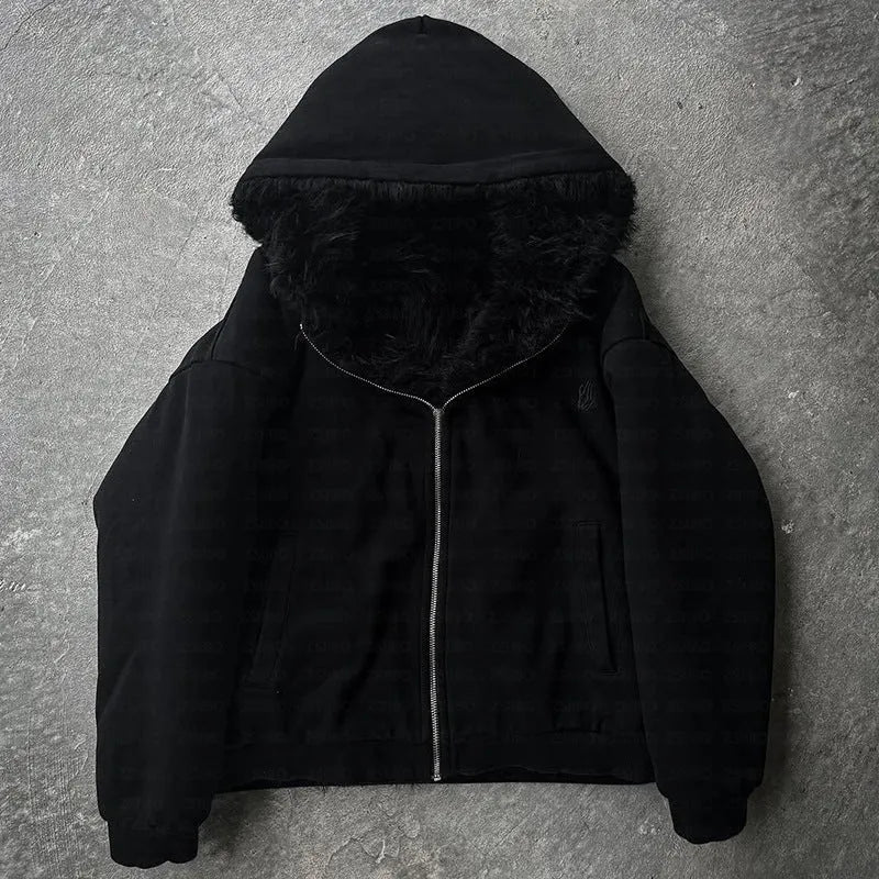 Loose black and white cardigan coat for men and women, casual polyester outerwear