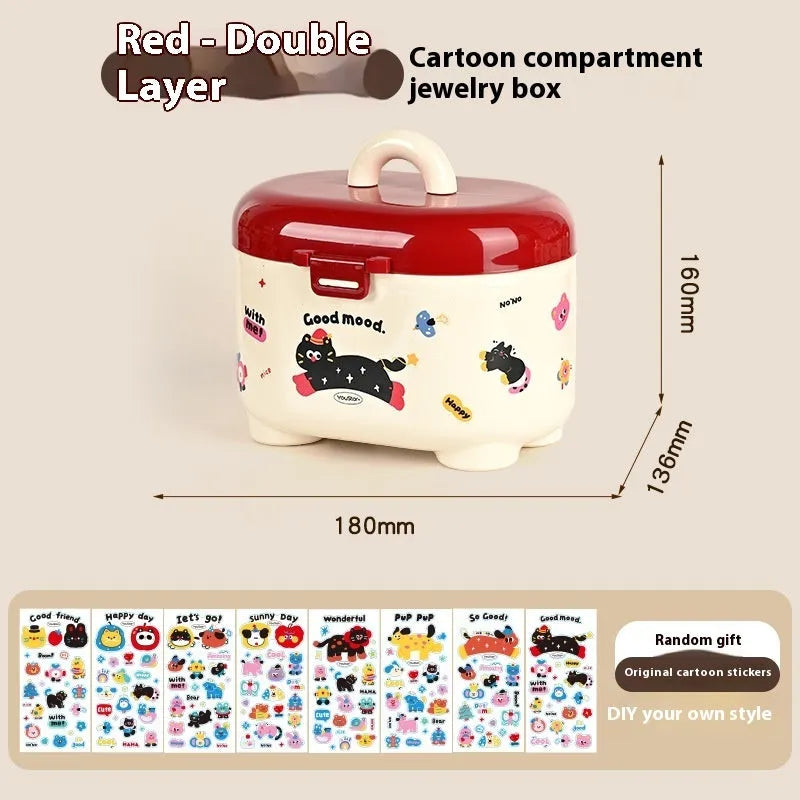 Cartoon design plastic desktop organiser with 2L capacity storage box and grid pattern for stationery organisation