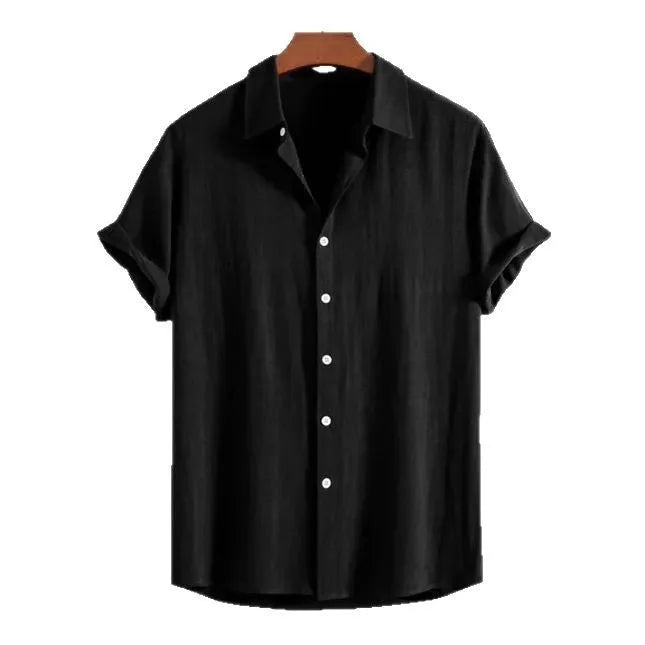 Men's loose fit short sleeve cardigan in solid colour for summer beachwear