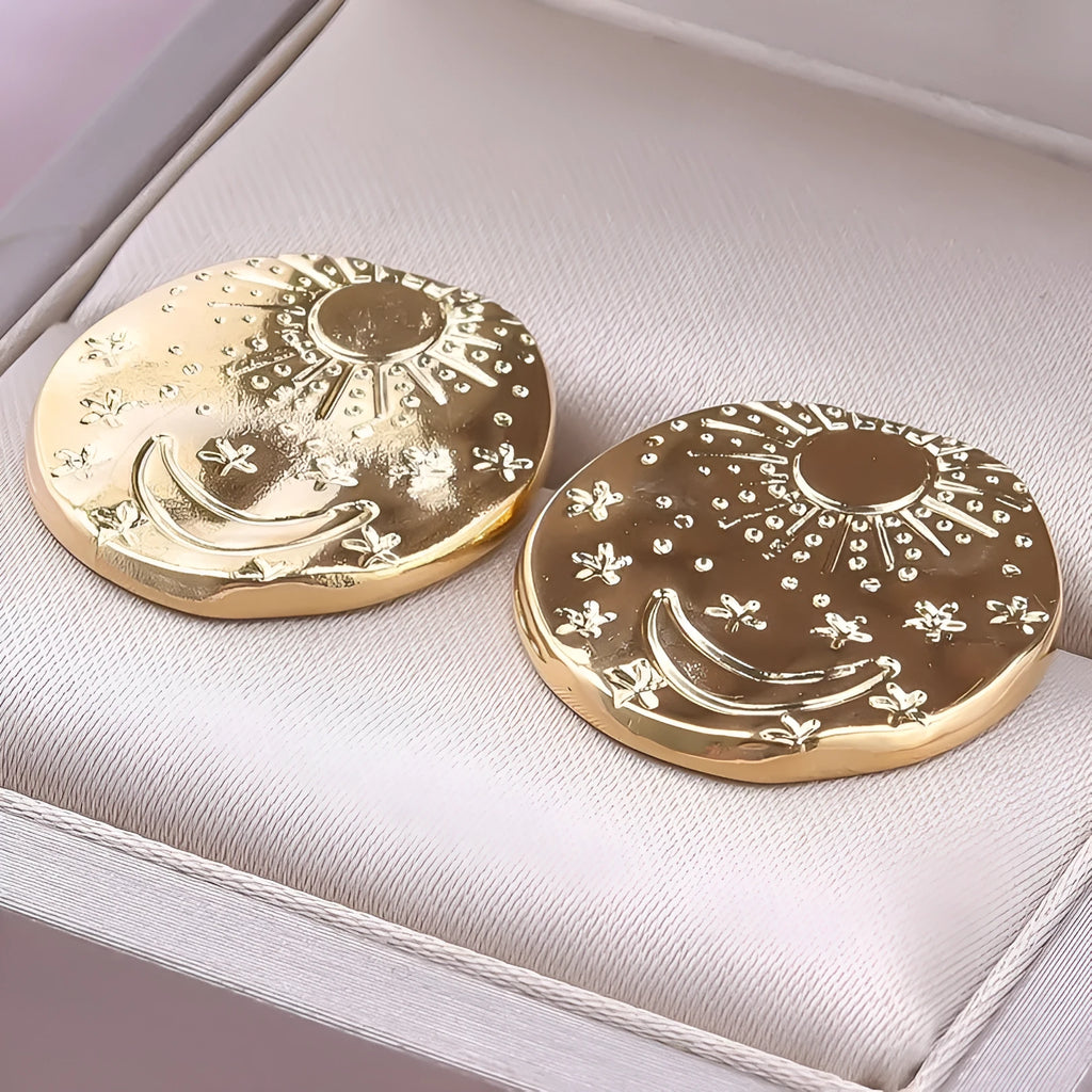 304 stainless steel geometric shell earrings in gold or silver electroplated finish