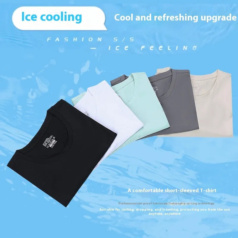 UPF50 seamless sun protection t-shirt in mint green, loose fit pullover style for summer