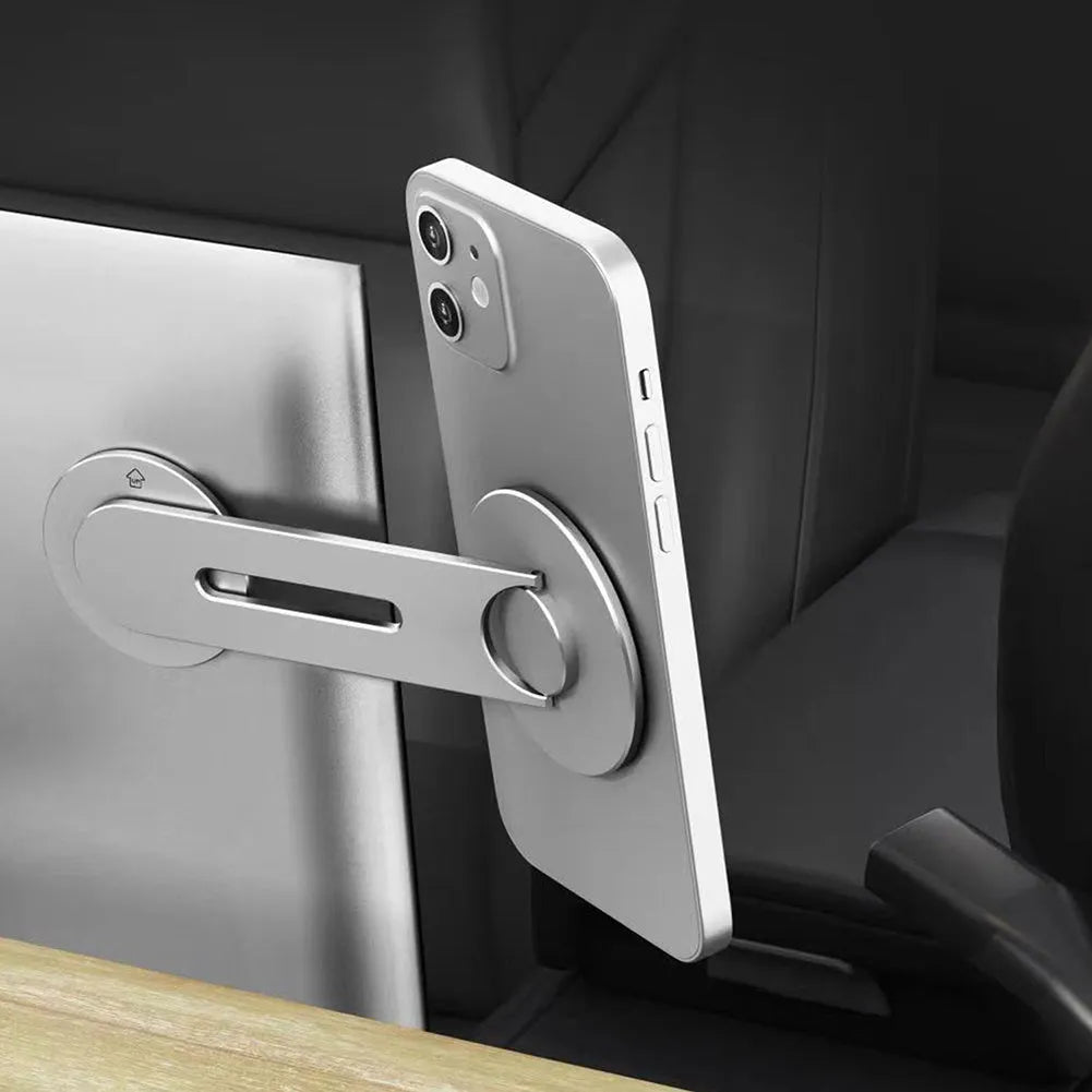 Aluminium alloy magnetic car phone holder for Tesla and vehicle screens in silver or grey