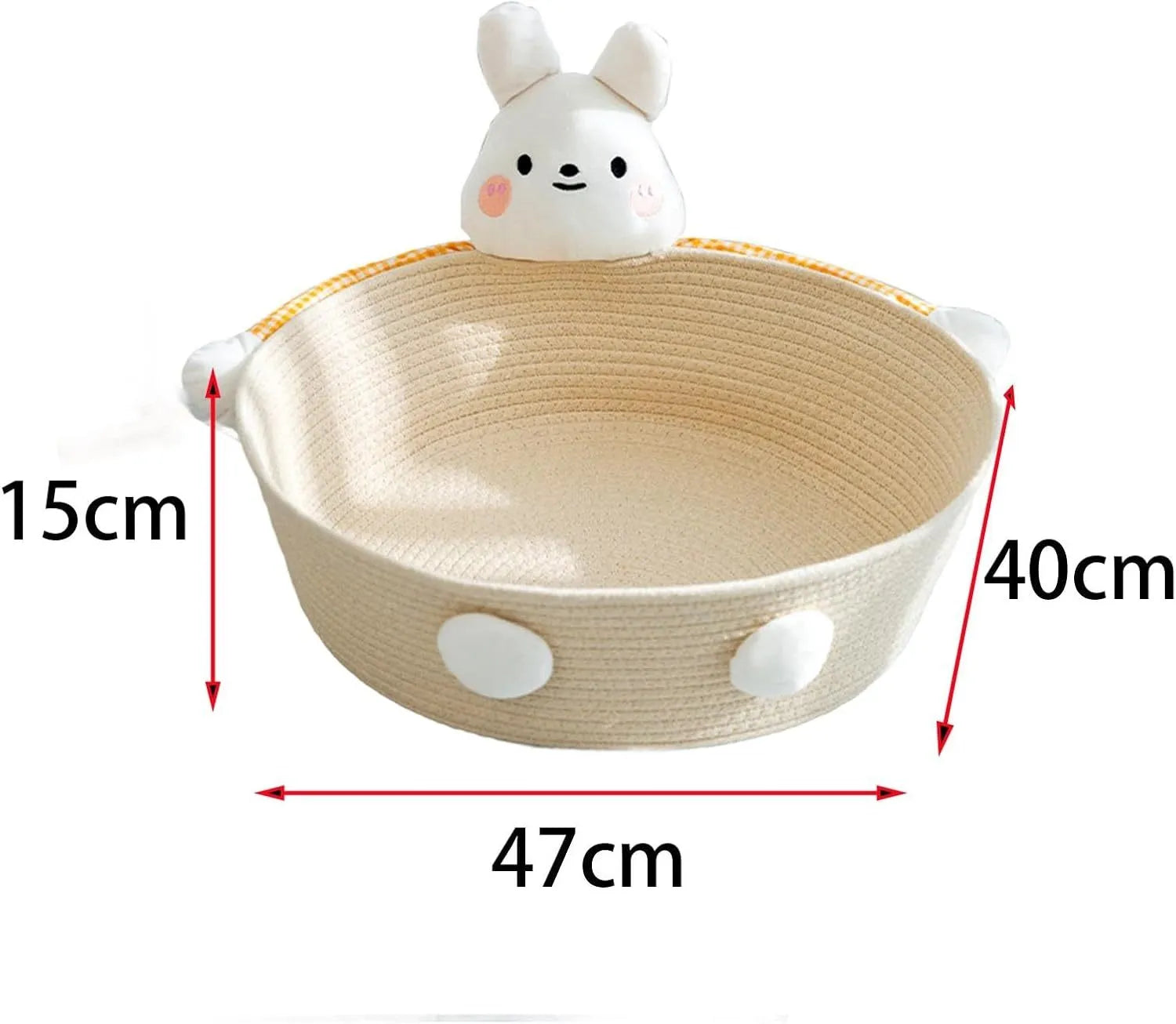 Woven cotton rope pet basket functioning as a cat bed, scratcher, and storage container in a natural colour.