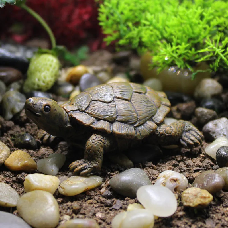 Green resin turtle ornament for micro landscape gardening and terrarium displays