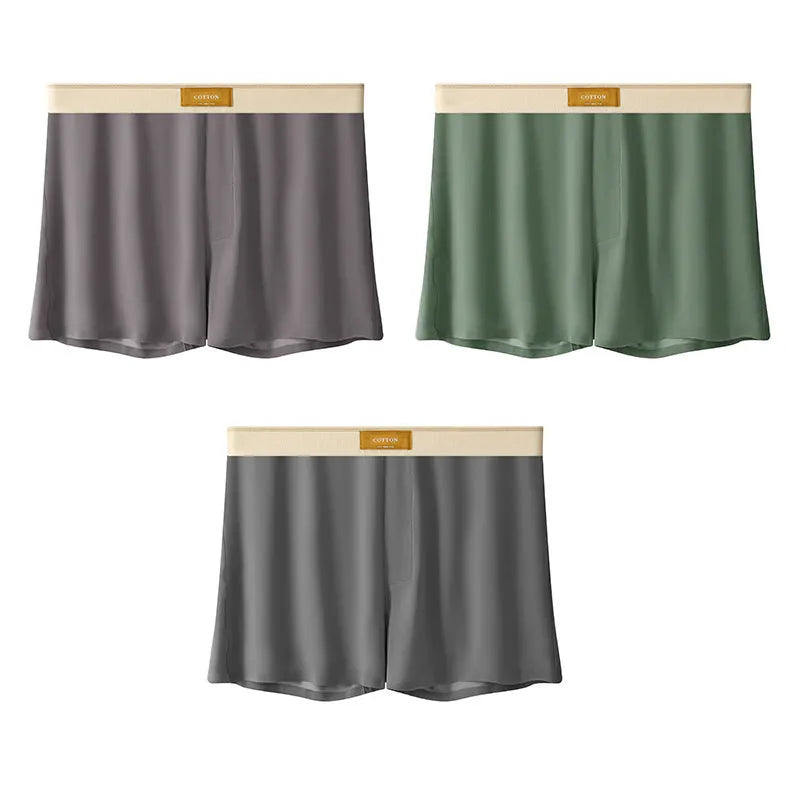 Men's solid colour loose fit ice silk underwear in 3-pack