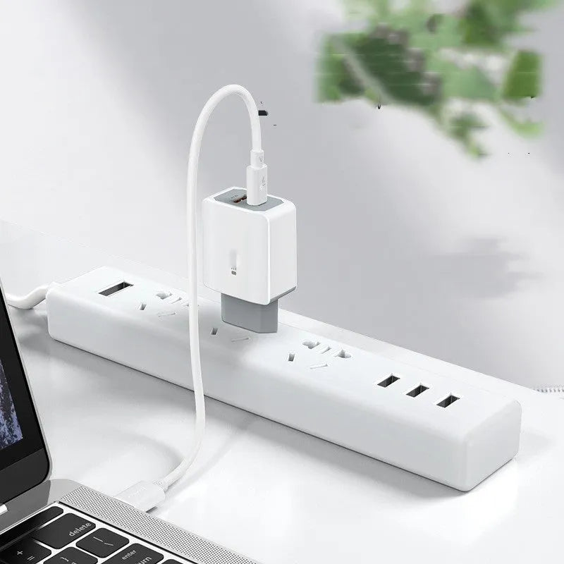 White European standard USB fast charger set with fireproof ABS PC charging head and cable.