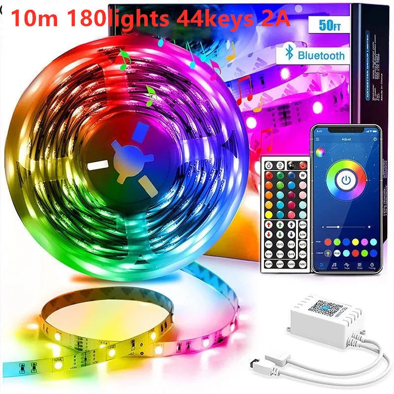 12V Bluetooth LED light strip with 44-key remote control and waterproof IP65 epoxy resin coating option