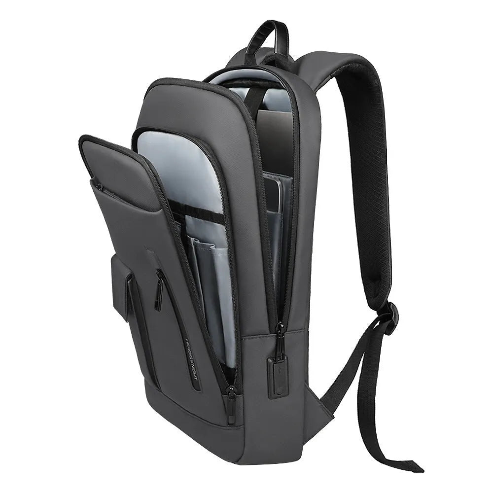 Men's lightweight Oxford cloth business backpack with slim design and visible sewing line details
