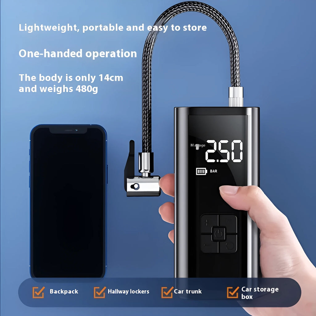 ABS plastic vehicle electric charging cylinder air pump with lighting and USB charging