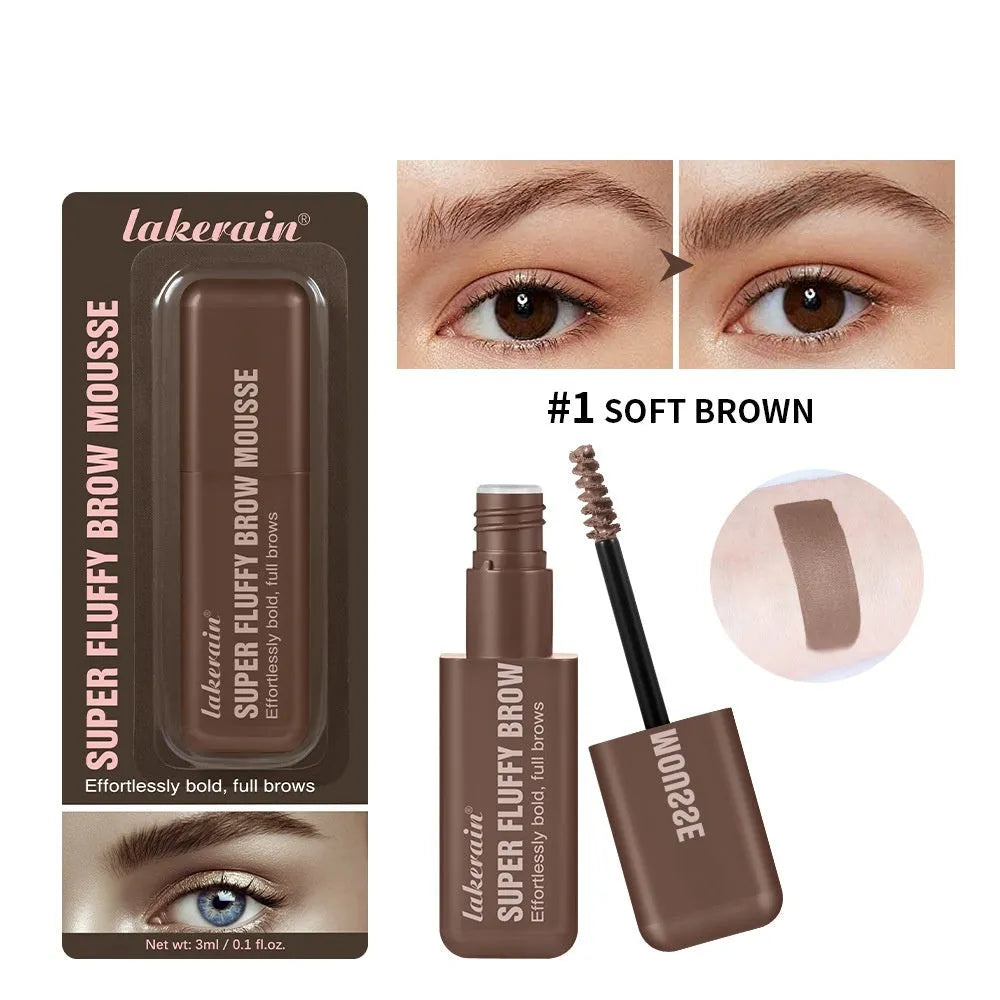 Eyebrow cream mousse in six colour shades with applicator for long-lasting brow definition