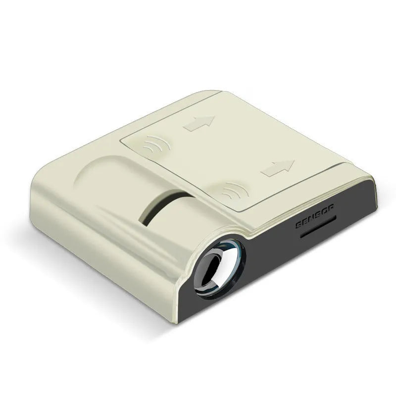 Universal car decorative projection radium lamp in black or beige with compact 6.5 cm ABS plastic case.