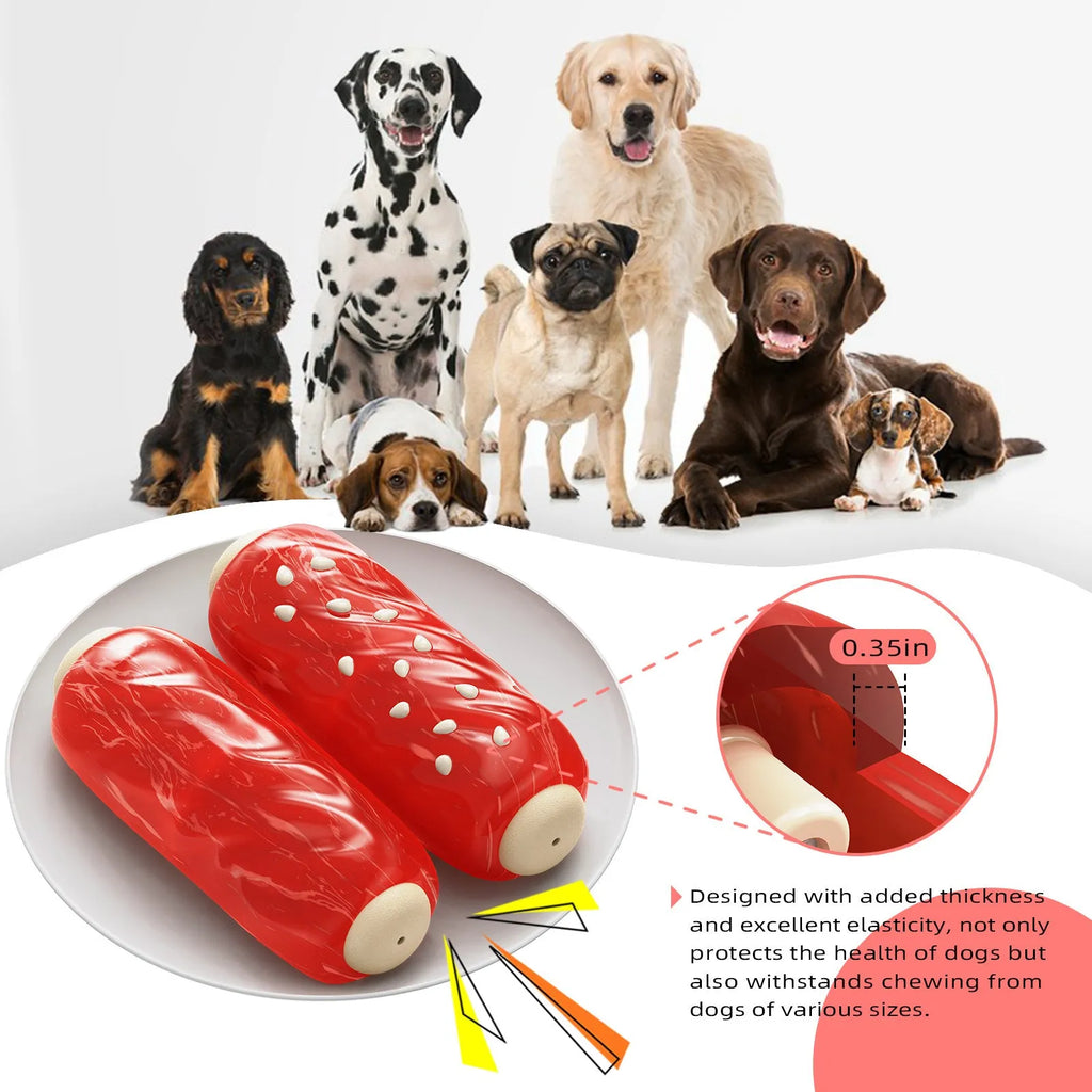 Primary colour plastic dog chew toy with glue toothbrush design and molar rod sections