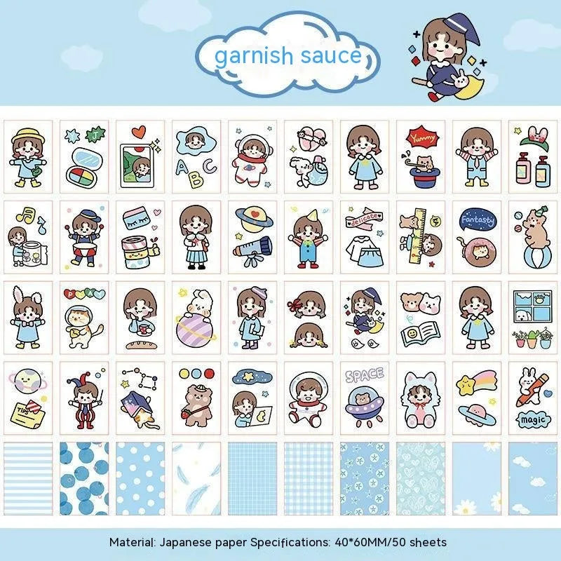 Japanese cartoon character stickers with heart and lollipop motifs measuring 40mm by 60mm