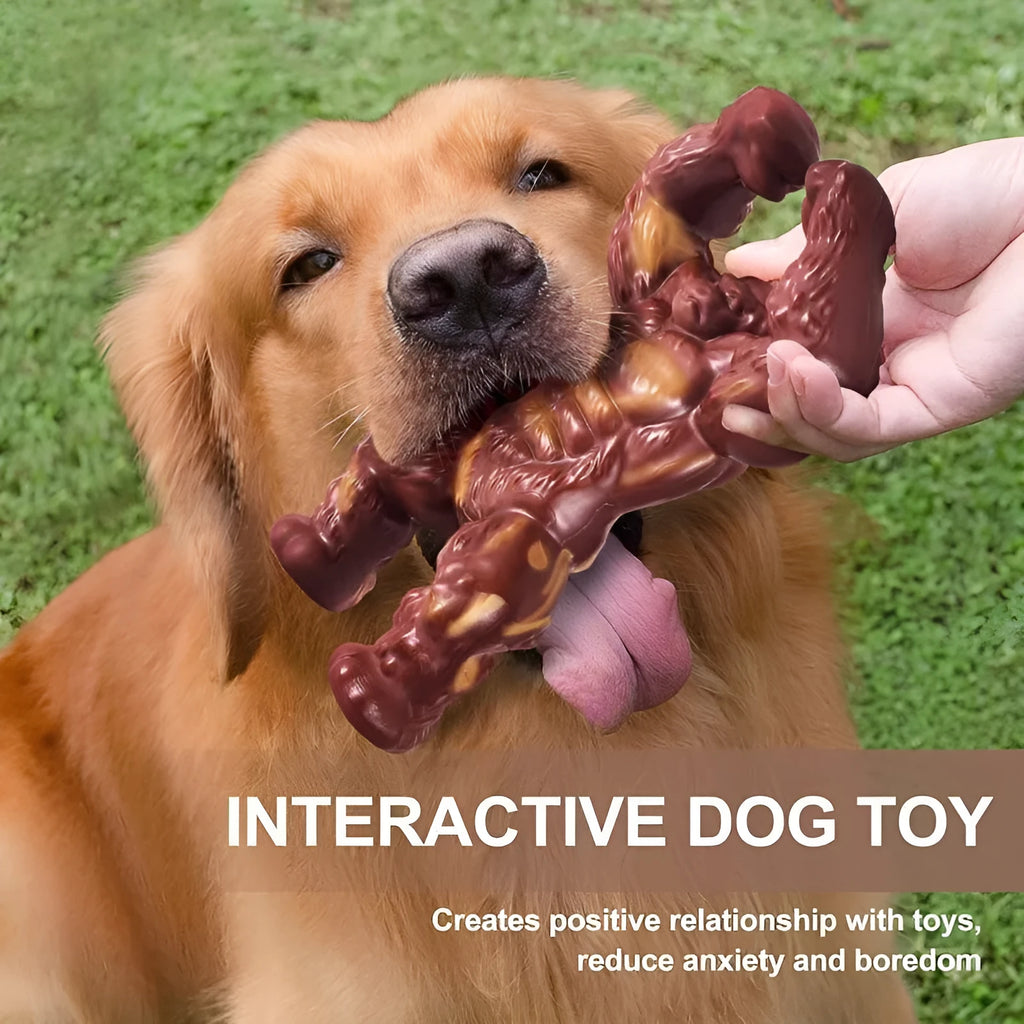Scarlet-coloured nylon dog chew toy with beef flavour measuring 10.7x17.2x5 cm for molar nibbling