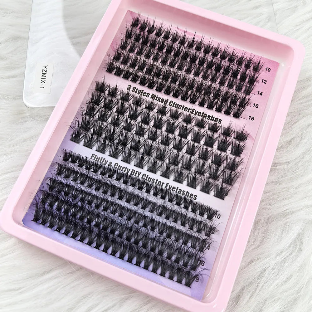 Creative large capacity messy eyelash mixed set in storage box showing five different style specifications