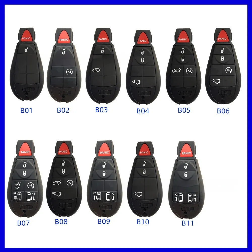 Dodge Chrysler smart key replacement shell with ABS brass construction measuring 85x42x15mm