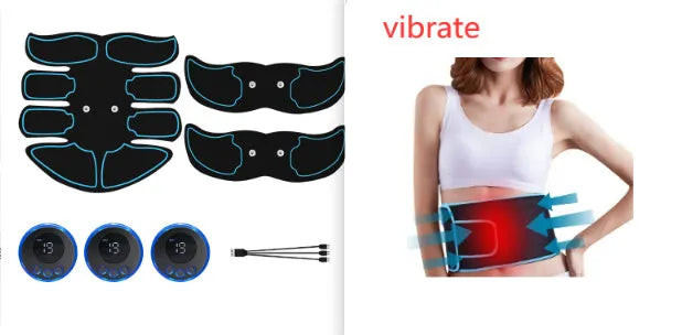 K81 rechargeable abdominal muscle stimulator patch with digital display and three electrode pads