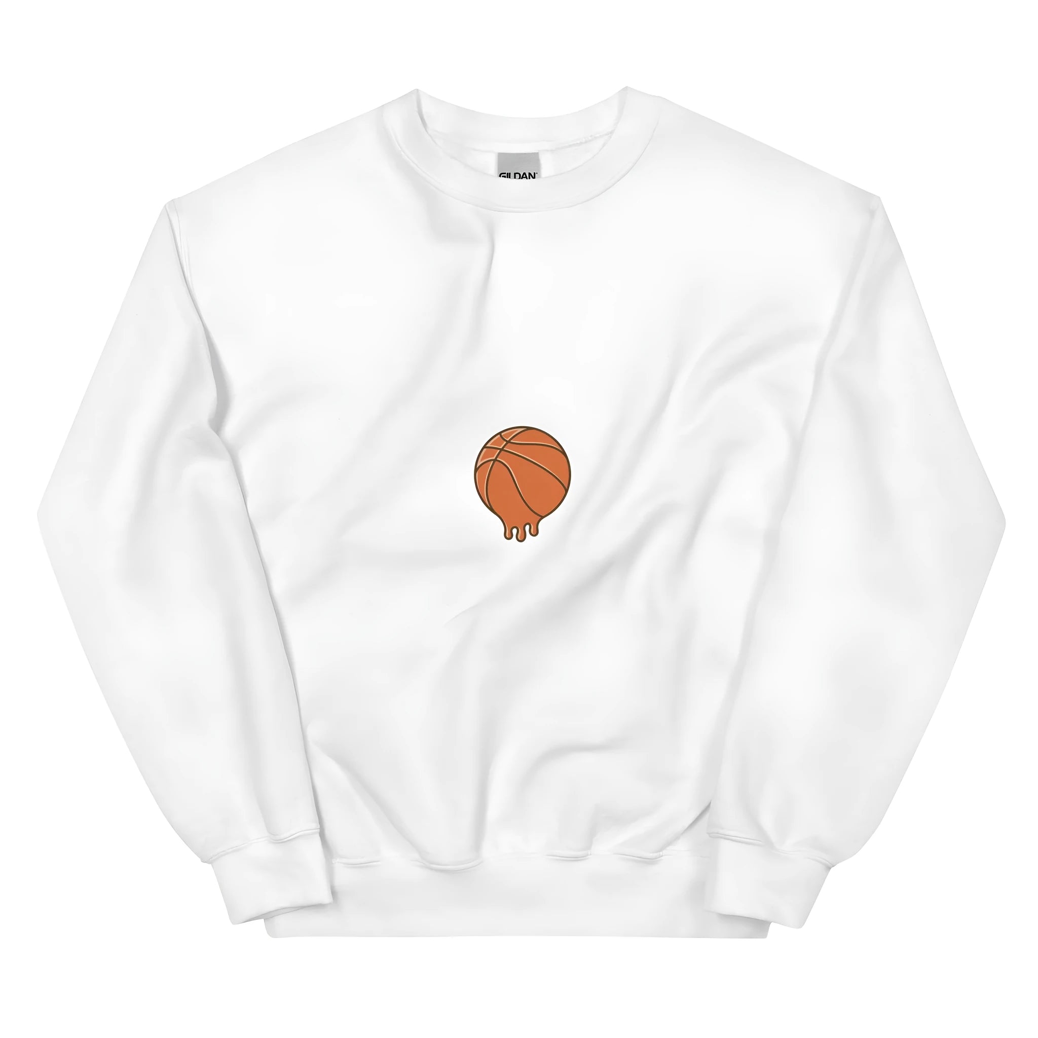 White hooded fleece sweatshirt with printed letter graphics and side seam pockets